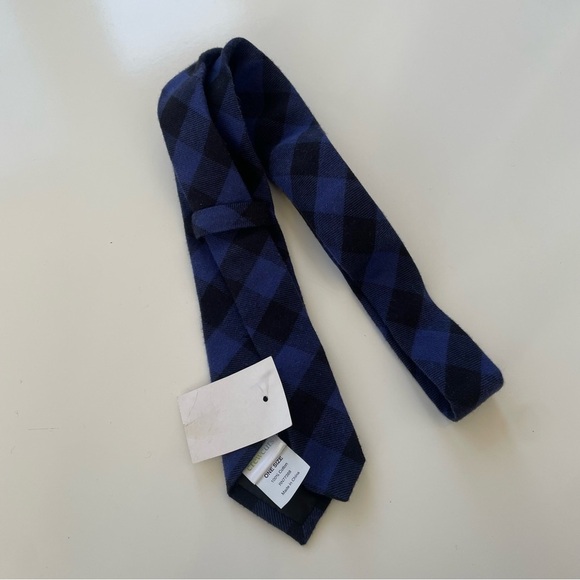 J.Crew Crewcuts Boys Royal Blue Black Flannel Plaid Tie ONE SIZE, NWT - Picture 3 of 3